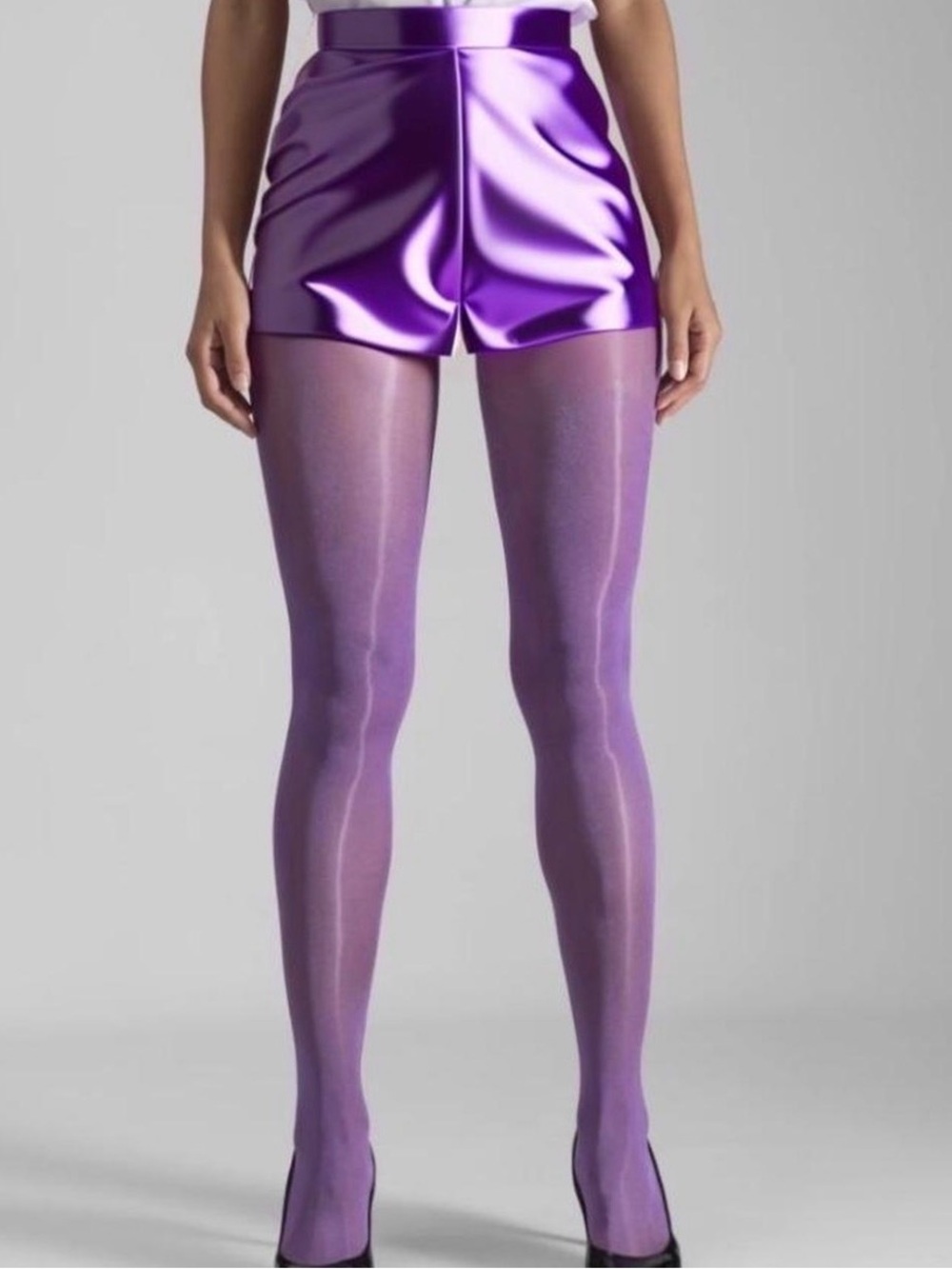 Violet Tights for Women - Elegant Purple Hosiery - Picture 2 of 5